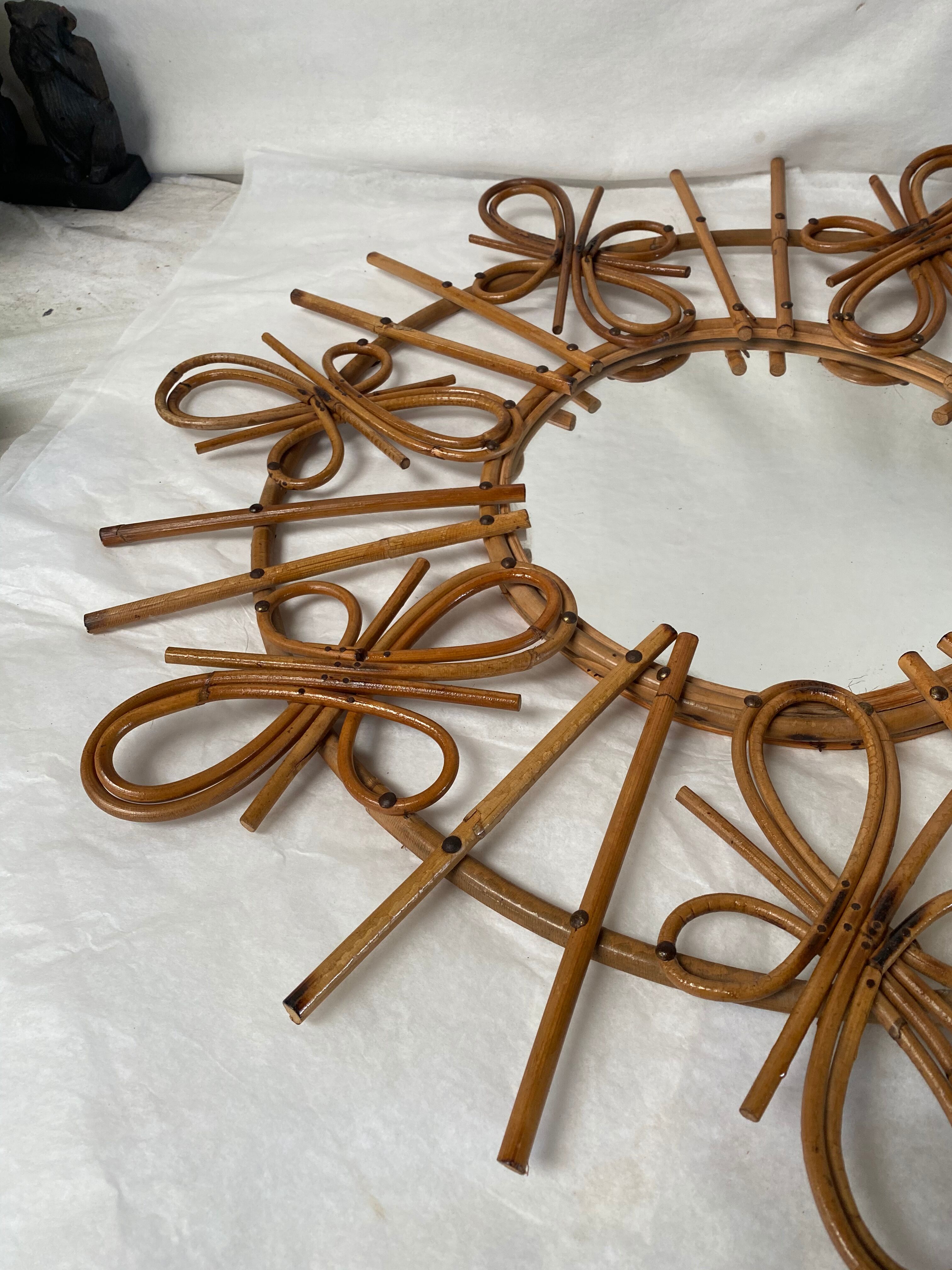 Vintage rattan sun mirror  58cm