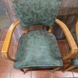 Pair of bridge armchairs in decorated skai