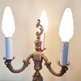 bronze 3-light chandelier, rococo style desk lamp