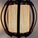 Turned wood lamp.