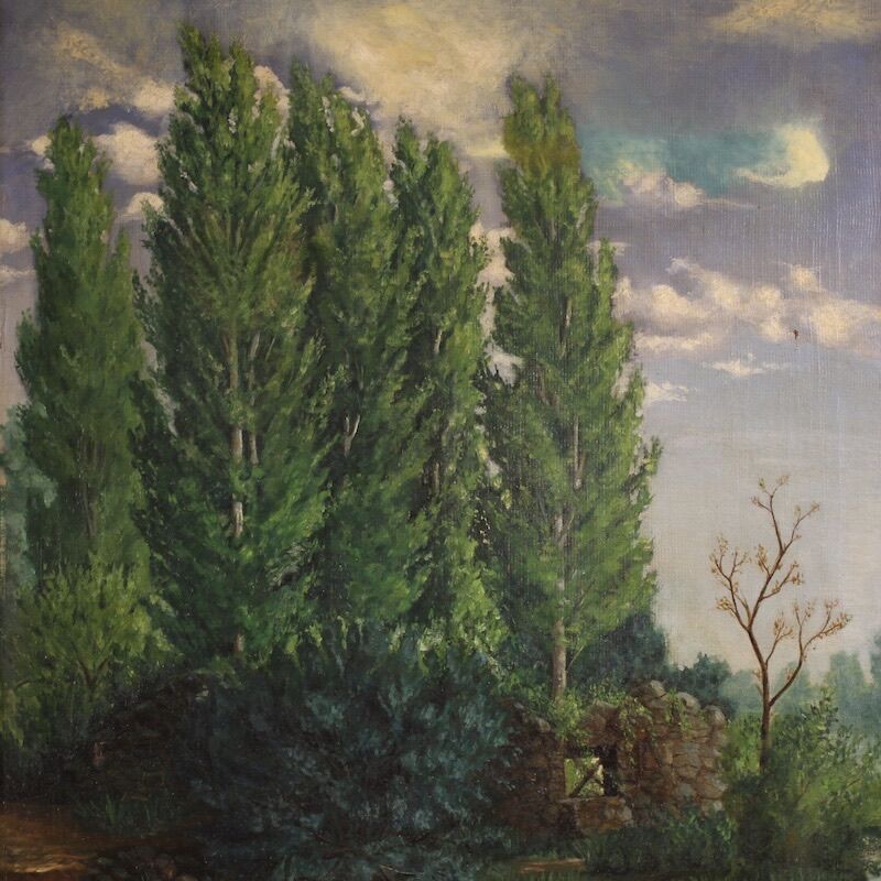 Spanish landscape painting signed C. Coll 1883