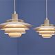Set of 2 Danish multi coloured pendants in white and beige by Jeka, 1970s