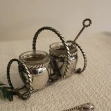 Silver-plated metal salt and pepper shakers