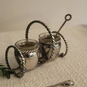 Silver-plated metal salt and pepper shakers