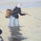 Oil on wood framed and signed henri merlet : les pêcheuses normandes