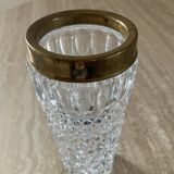 Vintage vase in chiseled Bohemian crystal and brass