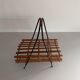 Mid-century black metal and wicker magazine rack, 1960, Germany