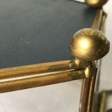 Glass box and hexagonal brass enamelled floral decoration