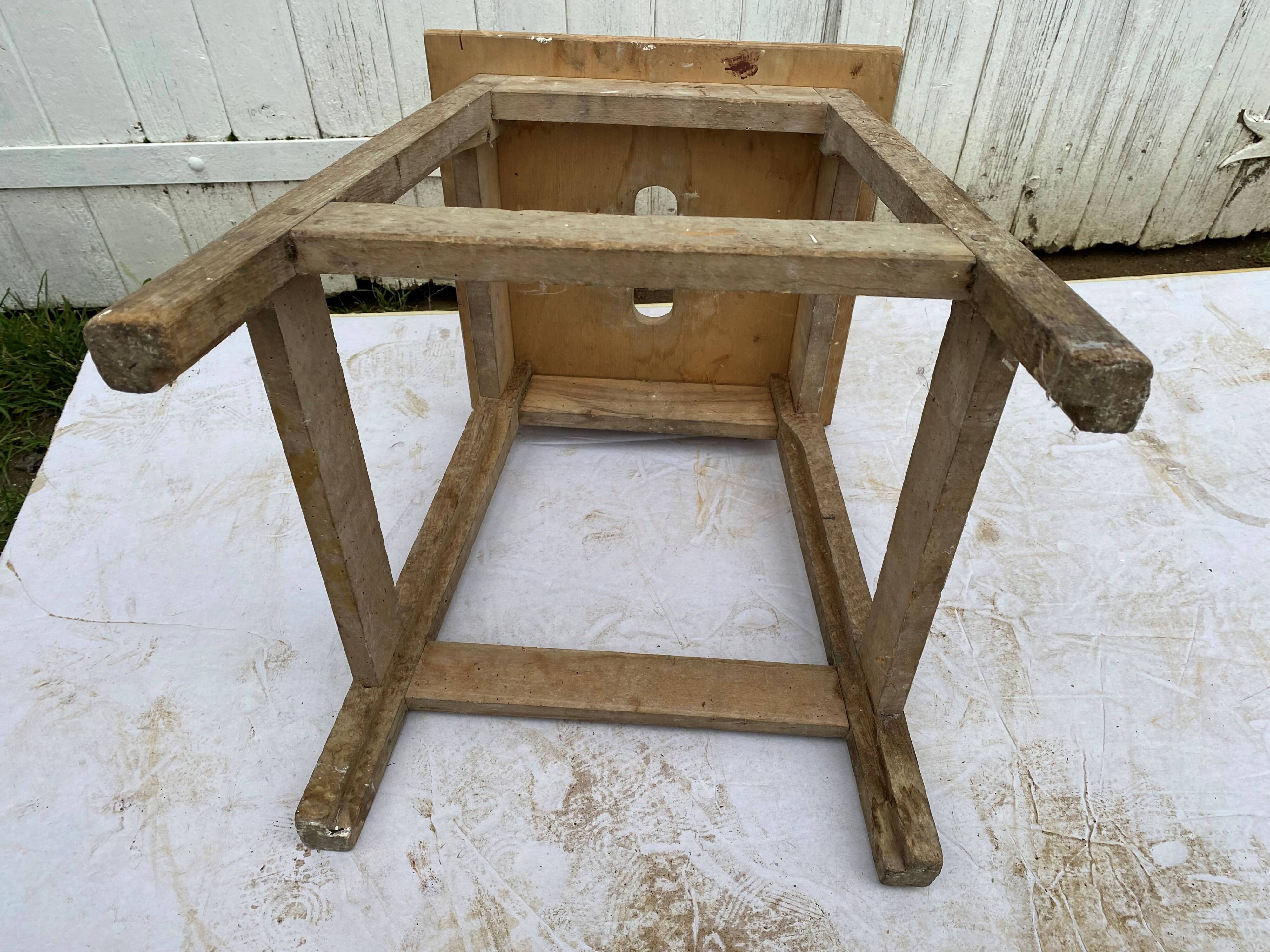 Wooden workshop stool from the 1950s
