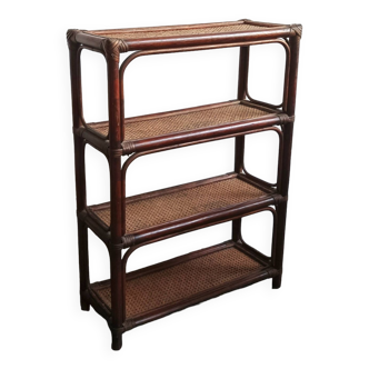 Rattan cane shelf 4 levels 70s