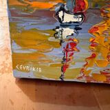 Knife painting by the painter Cevrik Dussaud: print on the tile, size 24x33