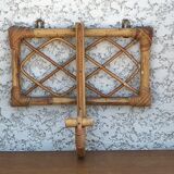 2 wall lights & 1 coat hook in rattan