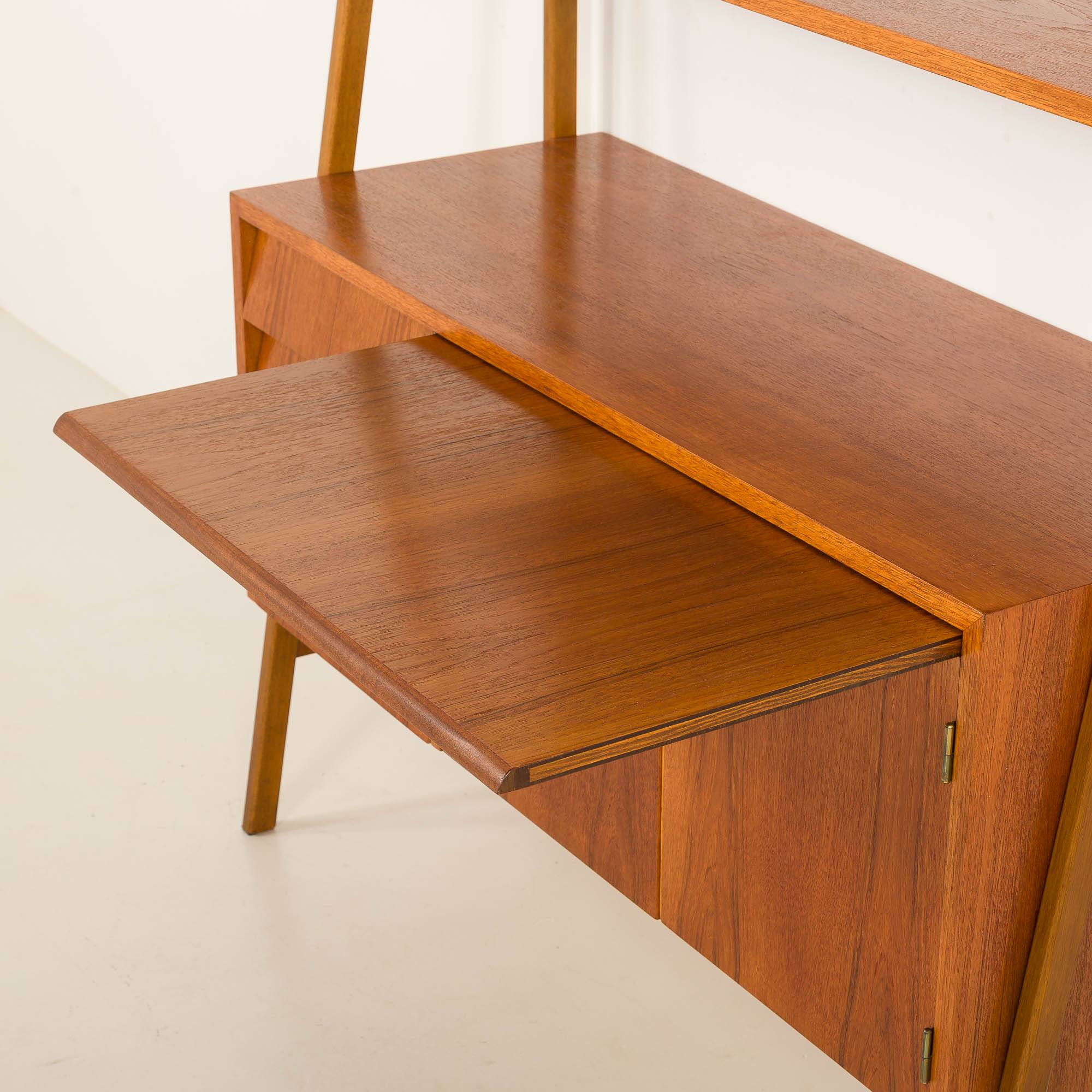 Scandinavian mid century bookcase with a desk, Sweden 1960s