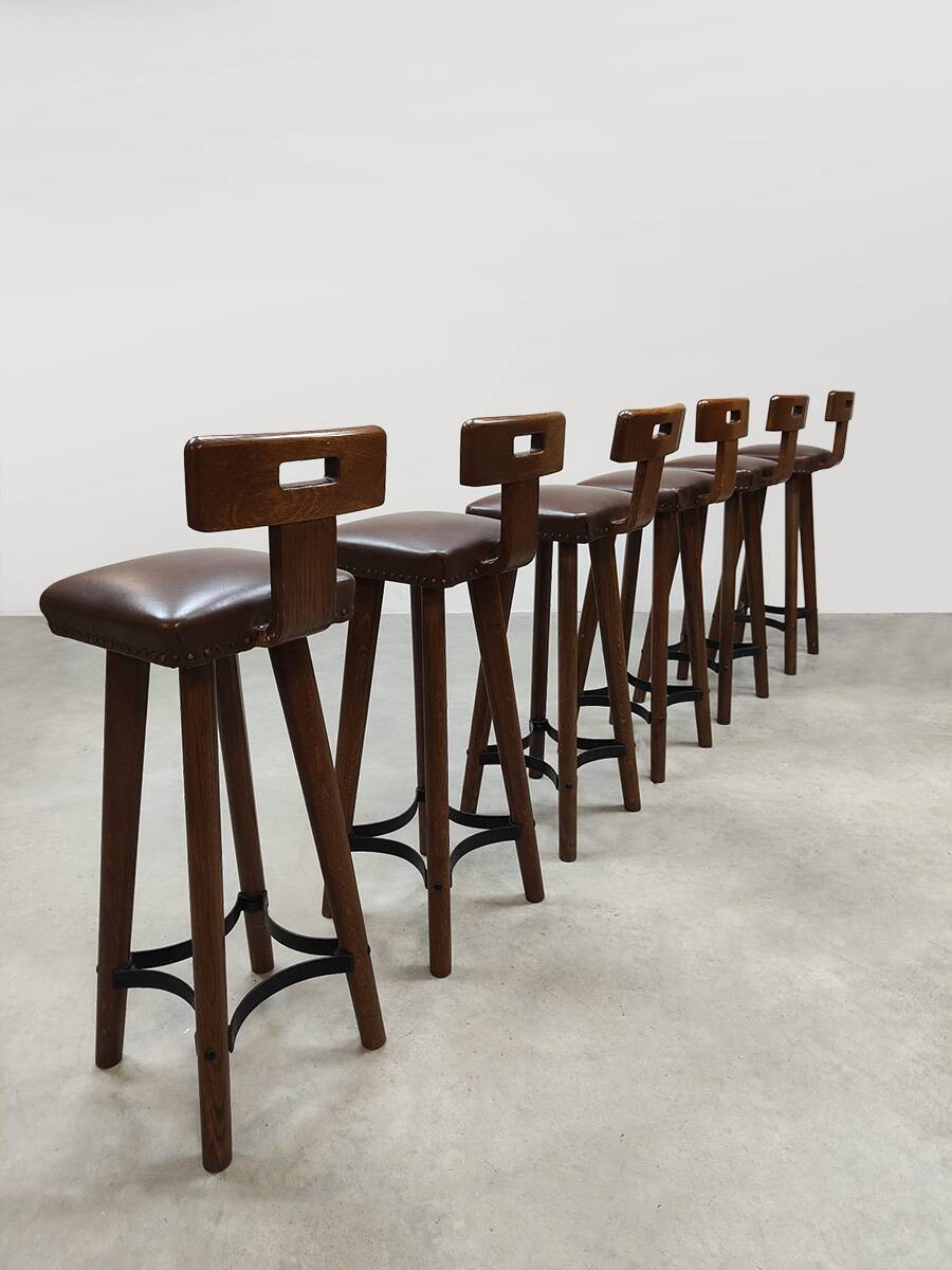 Vintage design 70’s wooden bars tools T-back Brutalist