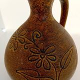 Pichet accolay marron motif fleurs
