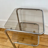 Vintage chrome and smoked glass side table