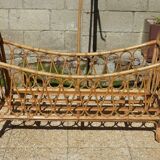 Children's bed in vintage rattan from the 1950s