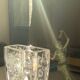 Thick crystal vase by Daum. Sculpted decor in a modernist style. 1960 - 70.
