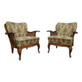 Set of 2 wooden cane armchairs - cocktail - chippendale