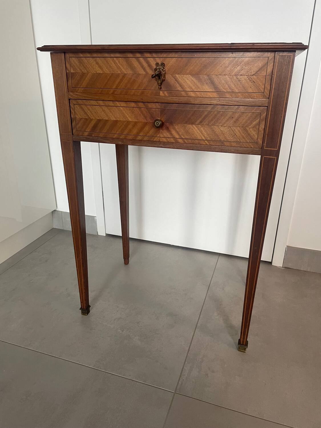 Directoire marquetry console in mahogany