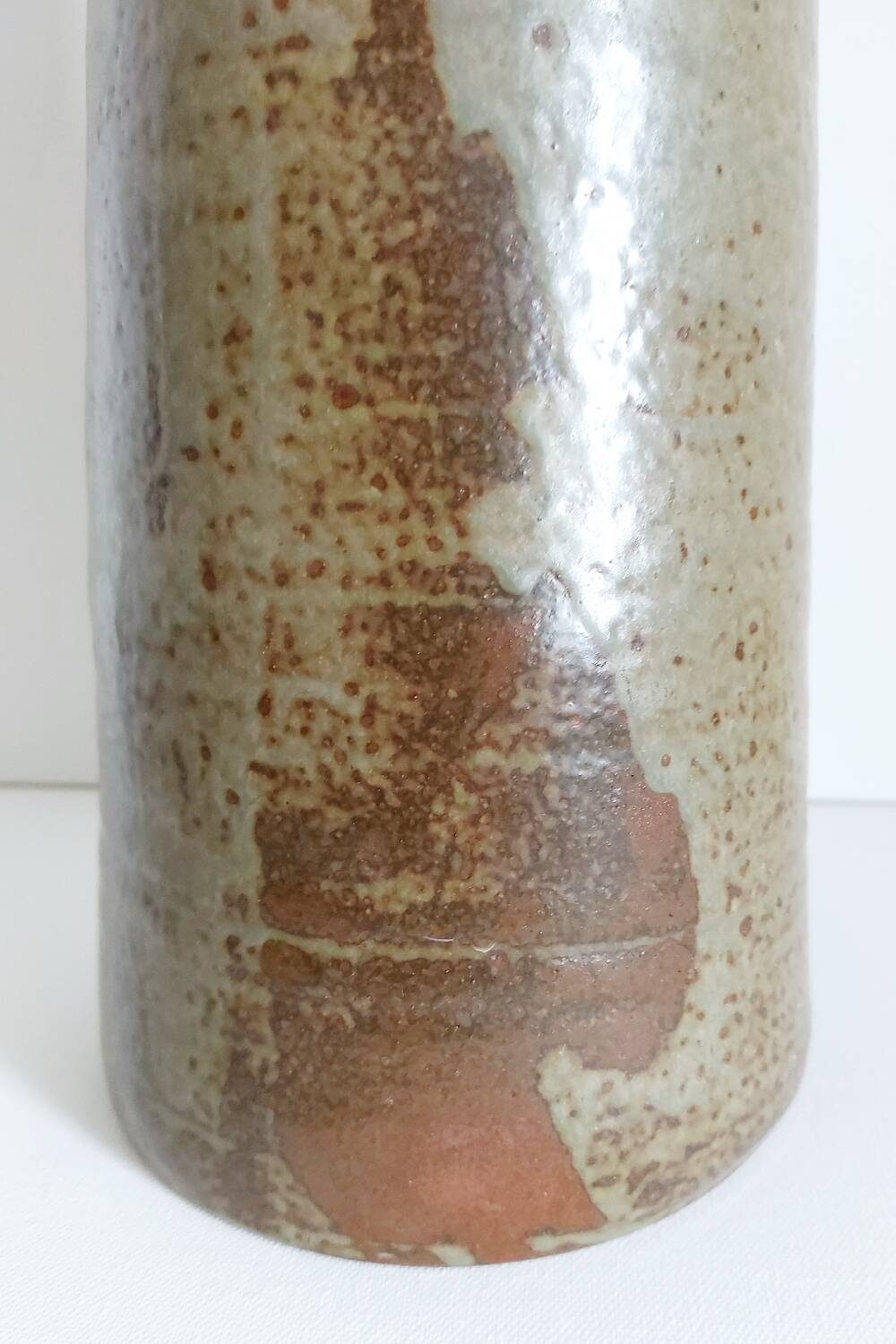 Large vintage enameled stoneware vase