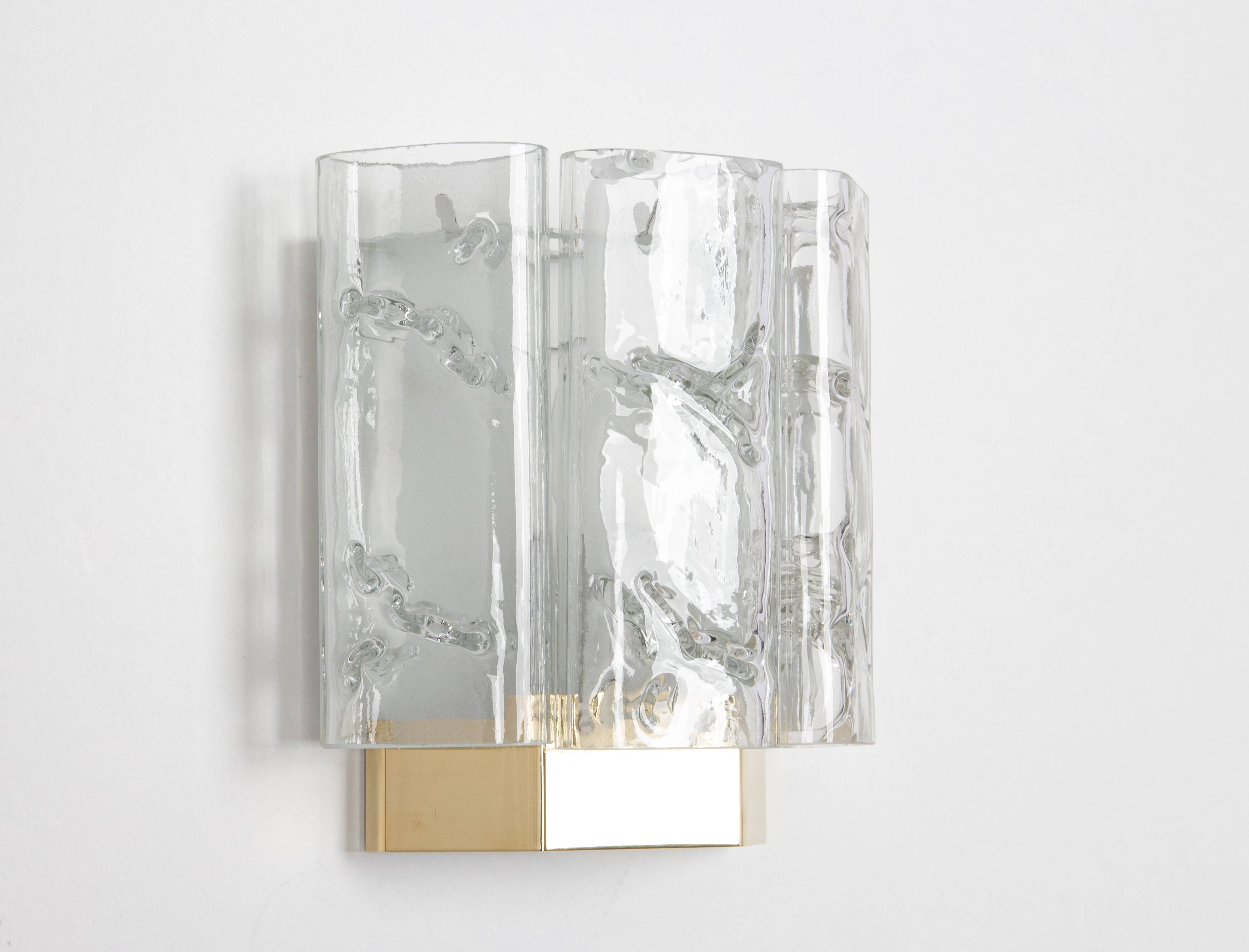 Pair of Brass and Murano Glass Wall Sconces by Doria, Germany, 1960s