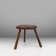 Hand-carved solid wood tripod stool with beautiful patina, France ca. 1900