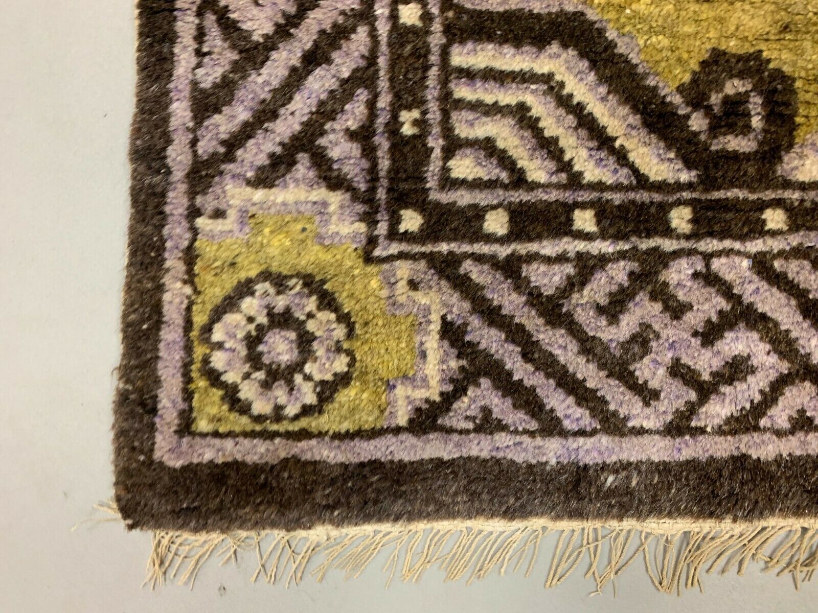 Antique Chinese Pao Tao Rug 145x68 cm, Wool, Gold and Brown