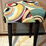 Wooden stool, upholstery restoration, 20th century, occasional furniture