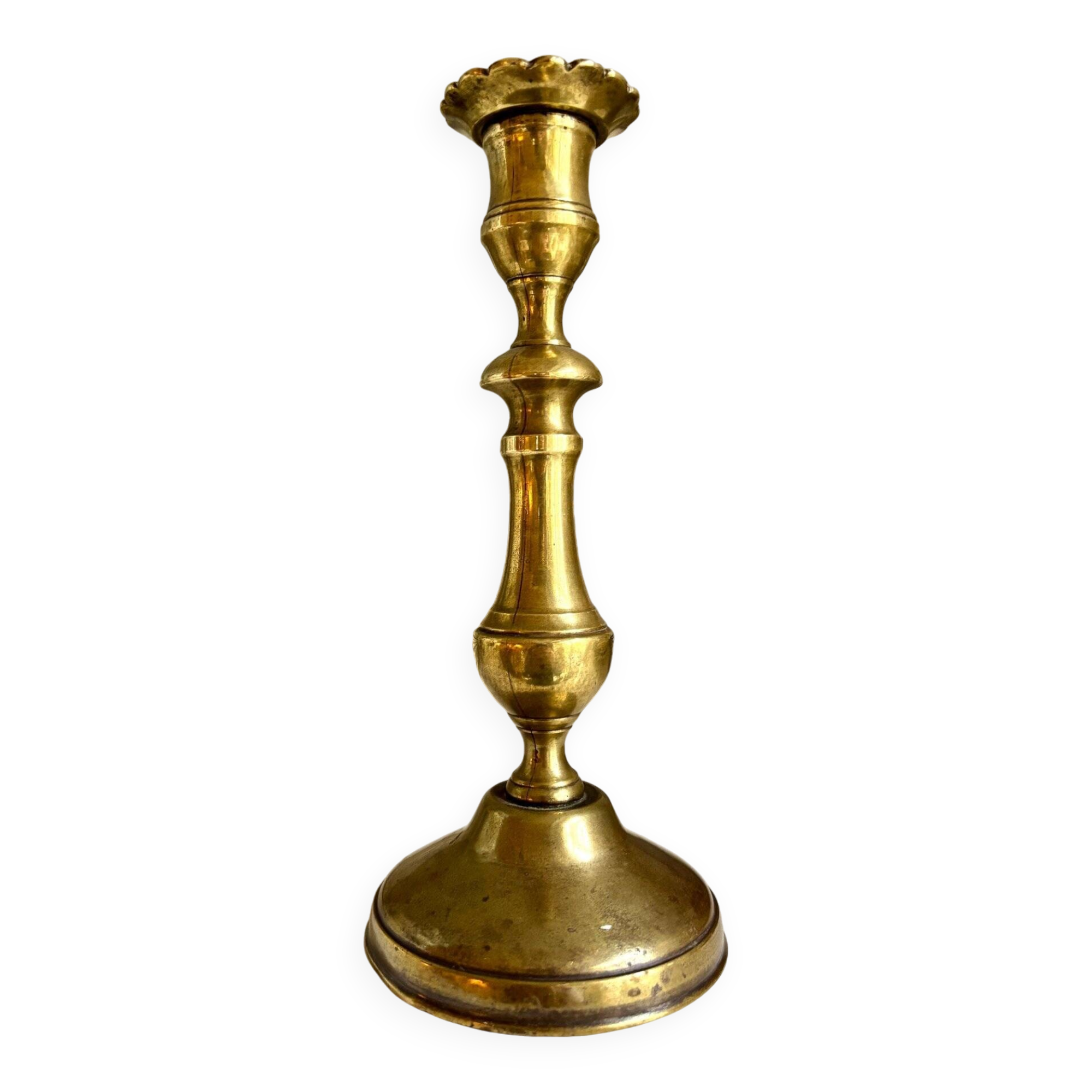 Golden brass candle holder