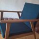 Danish teak lounge chair with sea blue-green fabric, 1960s