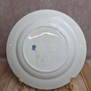 Antique English plate Crescent Ware Empire England blue garland decoration