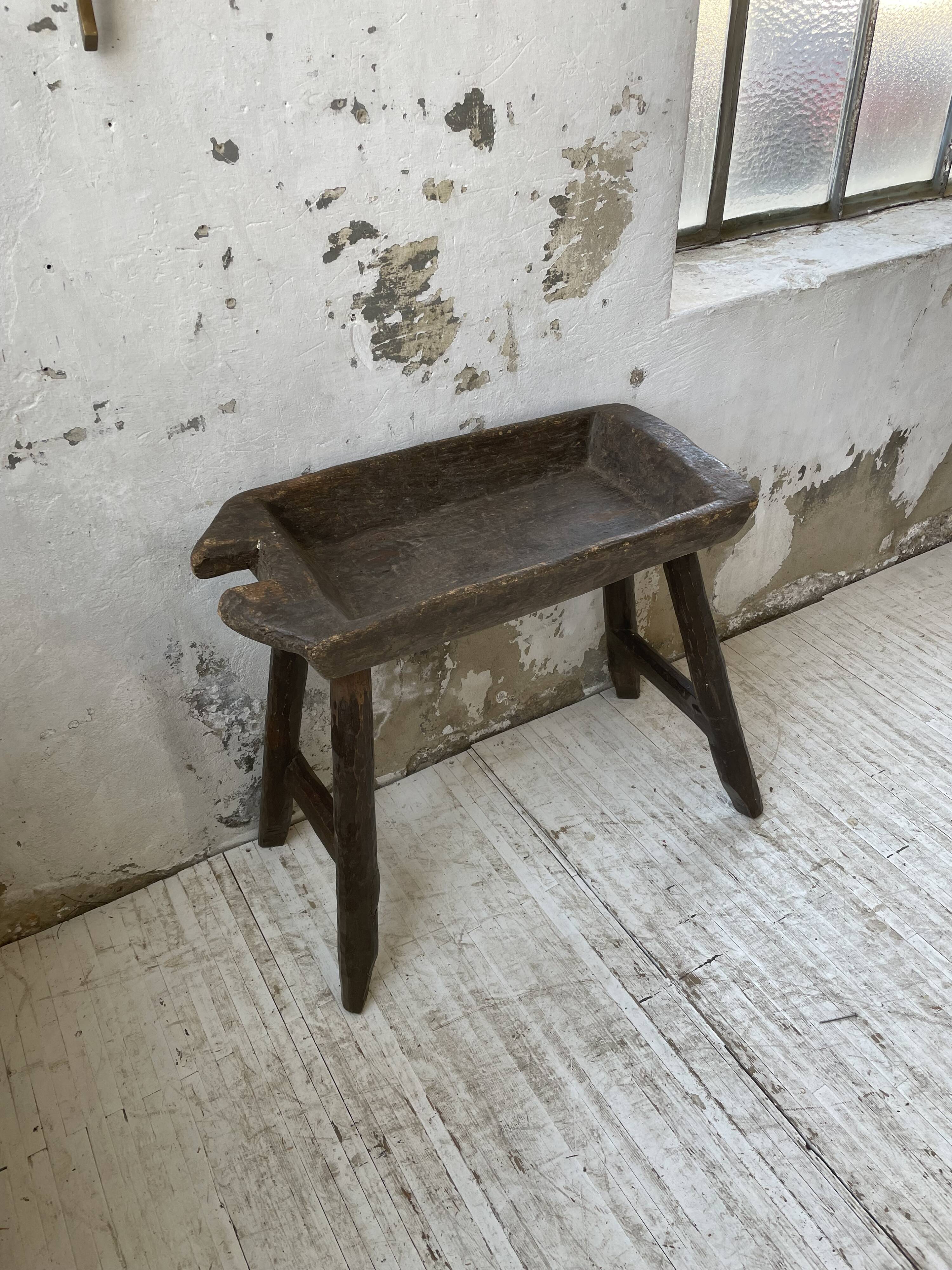 Brutalist solid wood console