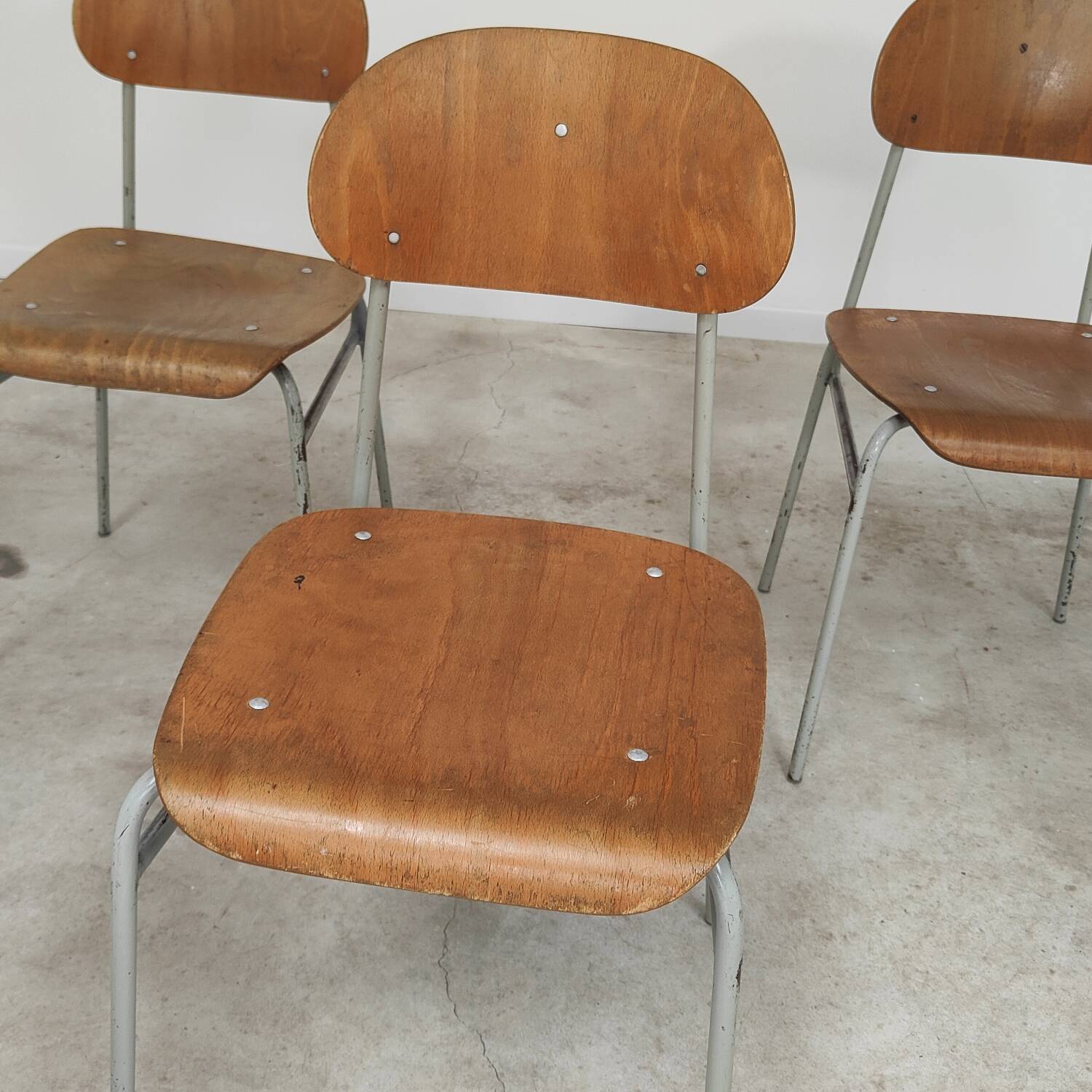 Lot of 24 chairs school chairs industrial style ex Czechoslovakia 1950