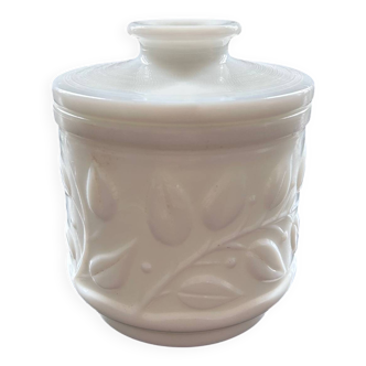 White pot with plant decoration