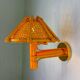 Rattan bamboo wall light with woven wicker shade, Italy, 1960s