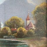 Tableau "Château de Schadau" Suisse fin XIX° siècle et cadre