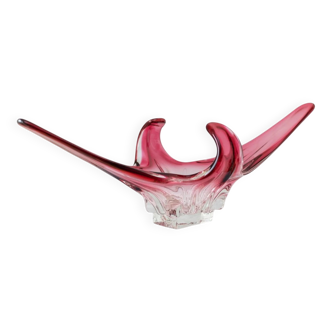 Rosa Sommerso Murano Glass Bowl by Flavio Poli, 1970s Mid-Century Large, Hand-Blown
