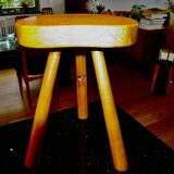 Vintage tripod stool in solid elm denmark 1960s