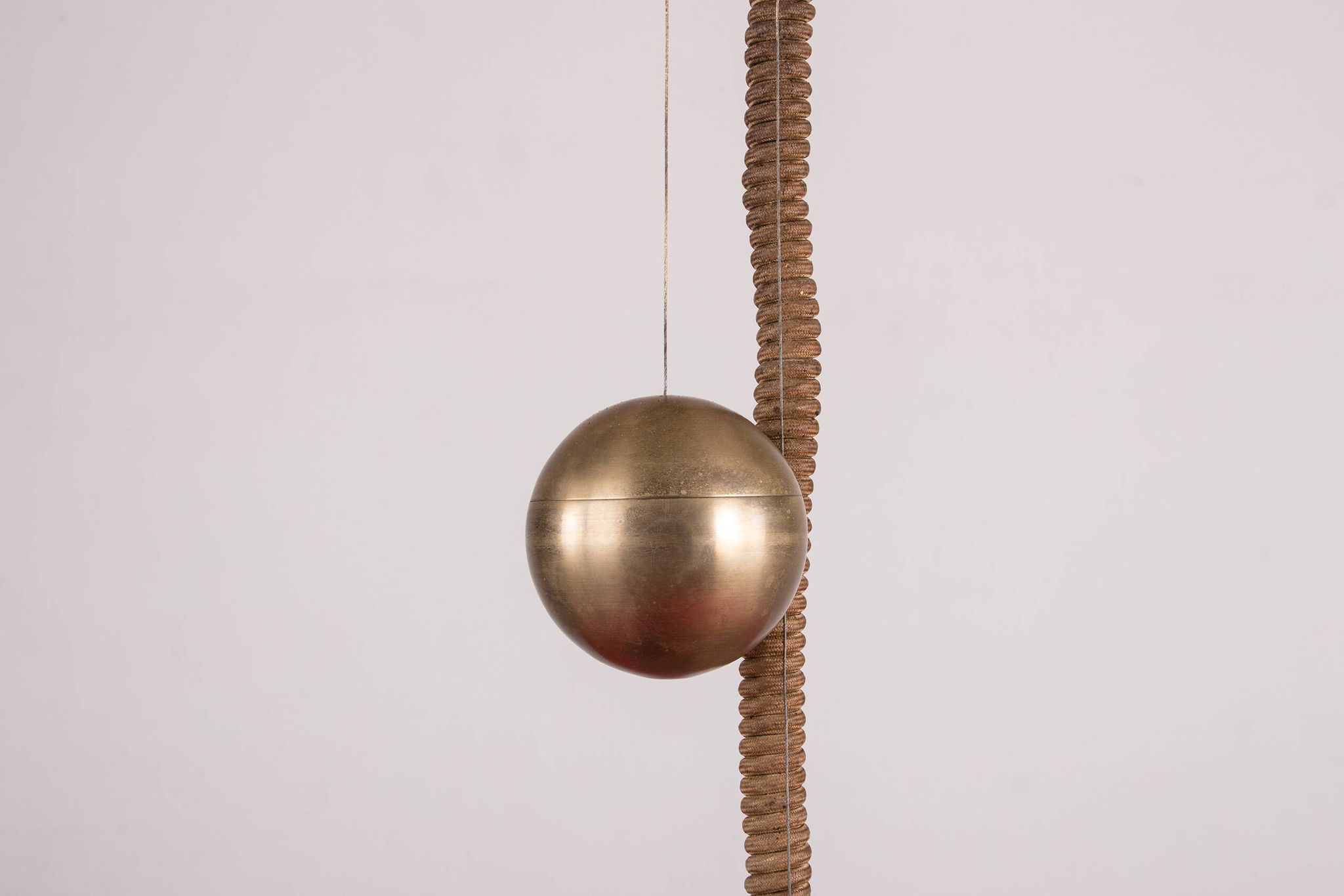 Large pendant light, adjustable in height, in glass and brass, Orion model by Schwarz and Staff Leucht
