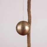Large pendant light, adjustable in height, in glass and brass, Orion model by Schwarz and Staff Leucht