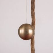 Large pendant light, adjustable in height, in glass and brass, Orion model by Schwarz and Staff Leucht
