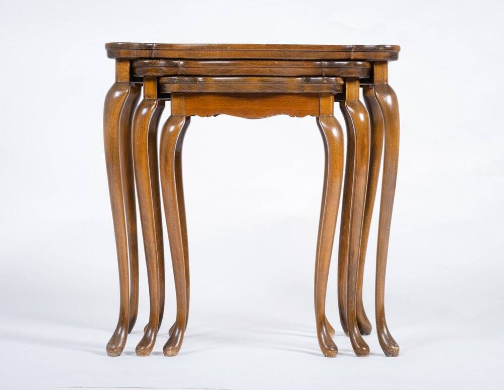 Vintage Nesting Tables with Rattan and Glass Top by Jason Møbler, 1960s, Set of 3