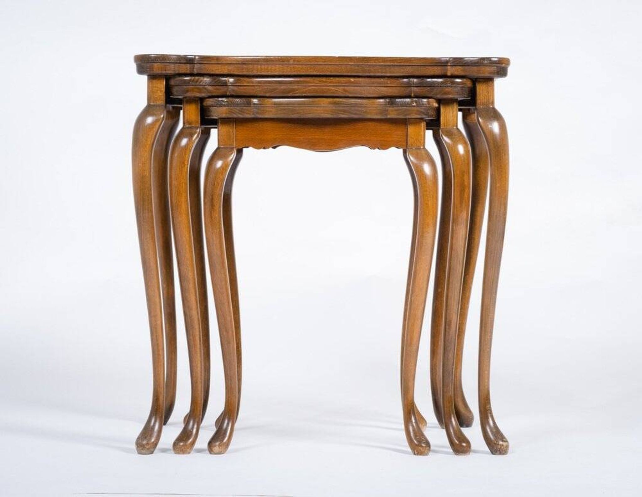 Vintage Nesting Tables with Rattan and Glass Top by Jason Møbler, 1960s, Set of 3