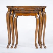 Vintage Nesting Tables with Rattan and Glass Top by Jason Møbler, 1960s, Set of 3