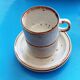 2 enameled stoneware espresso cups and saucers - France, 70s/80s