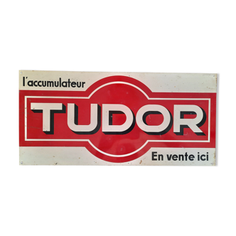 Old Sheet metal plate "Tudor accumulator" 30x63cm 60's