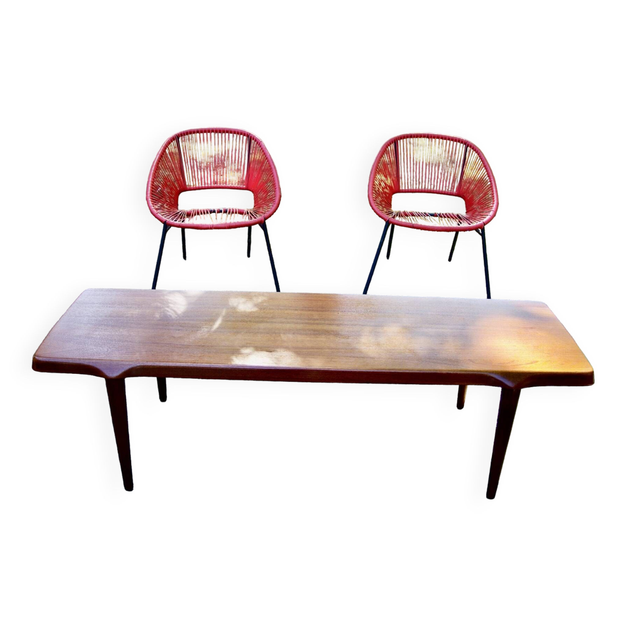 Table basse vintage revtangulaire en teck massif de john boné danemark 1960
