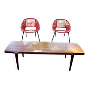Table basse vintage revtangulaire en teck massif de john boné danemark 1960