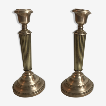 Pair of old brass candlesticks